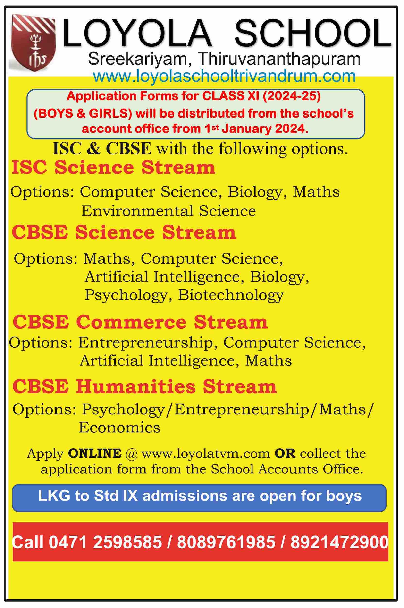 Notice Board Loyola School ICSE TVM